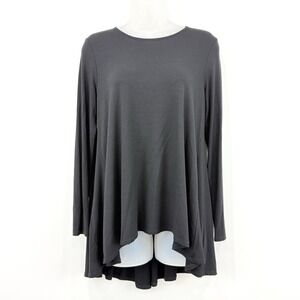 Eileen Fisher Top Women's S Black Tunic Stretch Jersey Minimalist‎ Flowy Comfy